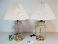 Pair of Clear Glass Table Lamps (No Ship)