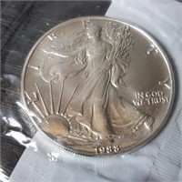 1988 UNC $1 Silver Eagle 1 Ounce Fine Silver