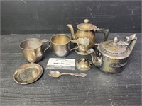 (7) Vtg Silver Plate Tea Set Wallace Rogers Bros