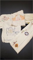 (4) Vintage Embroidered Sack Towels & More