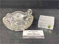(2) Vtg Crystal Pieces Candy Dish Box Waterford