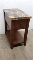 Brown Chair Side End Table With Drawer