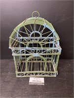 Metal Bird Cage Basket 9.5X13X6" Green Blue