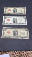 1928g red seal $2 dollar bills