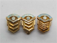 (3) 10k Gold Abbott Service Pins