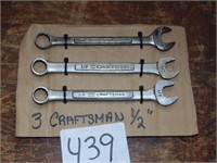 3 Craftsman 1/2" Combination Wrenches