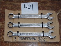 3 Craftsman 9/16" Combination Wrenches