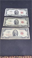 1953 and 1963 red seal $2 bills