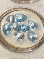 Faceted stones blue topaz colored