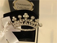 Silver Crown Pin With Jewels