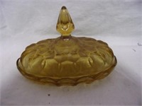 Amber Colored Glass Butter Dish