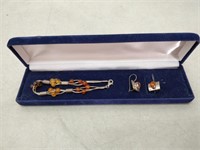 sterling silver & amber bracelet with earrings