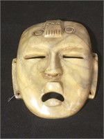 Carved mask, solid  Alabaster, Incan style , 9.5