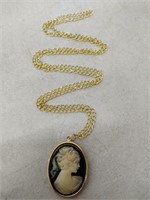 large cameo locket with chain