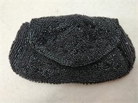 black beaded old purse - handmade in france