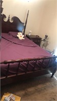 Queen size bed set cherry wood head board and