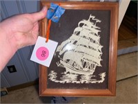 BEAUTIFUL PAPER SHIP HAND MADE IN FRAME