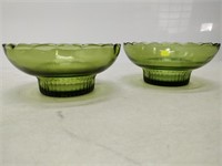 2 green coloured e.o. brody co bowls
