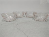 4 pink depression glass bowls