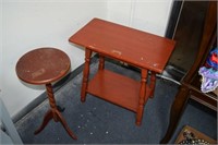 Wooden Table & Plant Stand