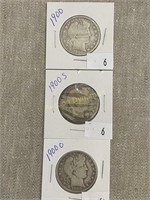1900, 1900s, 1900o Barber Half Dollars