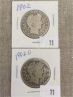 1902 & 1902o Barber Half Dollars