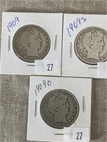 1909, 1909s & 1909o Barber Half Dollar