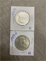 1948 & 1918d Franklin Half Dollars