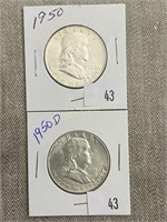 1950 & 1950d Franklin Half Dollars