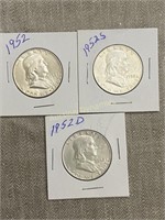 1952, 1952s & 1952d Franklin Half Dollars