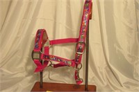 Pink Smiley Horse Halter, Throat Snap, Adjustable