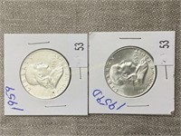 1959 & 1959d Franklin Half Dollars
