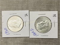 1960 & 1960d Franklin Half Dollar