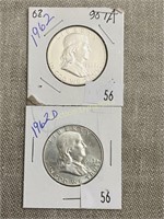 1962 & 1962d Franklin Half Dollar