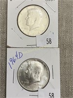 1964 & 1964d Kennedy Half Dollar