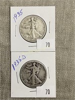 1935 & 1935d Walking Liberty Half Dollars