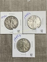 1944, 1944s & 1944d Walking Liberty Half Dollars
