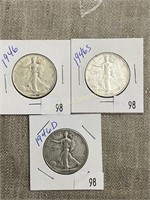1946, 1946s & 1946d Walking Liberty Half Dollars