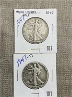 1947 & 1947d Walking Liberty Half Dollars