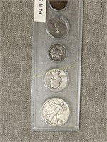1942s Coin Set, Walking Liberty, Quarter, Mercury