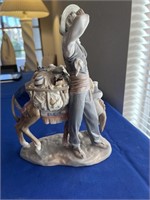L - Rare Lladro Donkey Peddler Figurine