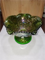 VINTAGE INPERIAL GREEN CARNIVAL CANDY DISH