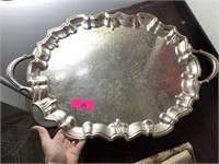 LARGE SILVERPLATE HANDLED TRAY