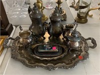 SILVERPLATE TEA & COFFEE SERVICE W TRAY AND MORE
