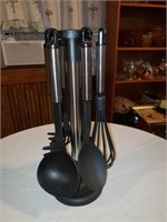 6 PIECE COOKING UTENSIL SET ON STAND