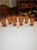 8 VINTAGE APRICOT COLORED GLASSES