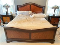 7' Cherry Two Toned King Size Bed w/ Mattress