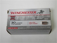 30 Carbine, 110 Grain Hollow Soft Point, 50 Rounds