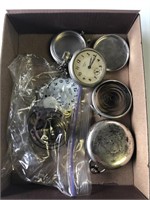 Box of Vintage Pocket Watch Parts.