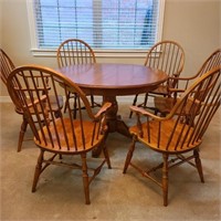 Vintage Tell City Dining Table & 6 Windsor Chairs